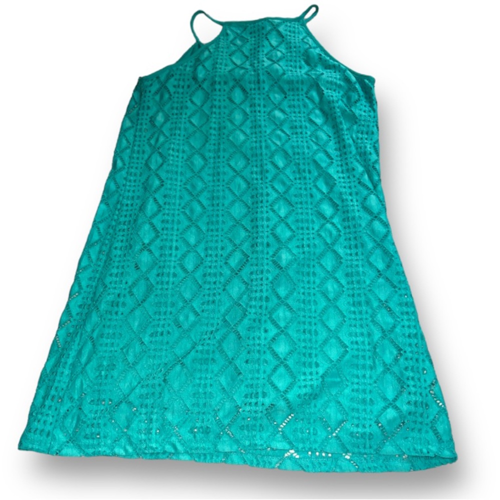 Lily Rose Spaghetti Strap Crochet Lace Mini Dress, Size Small, NWT, Aqua Blue - Picture 14 of 16